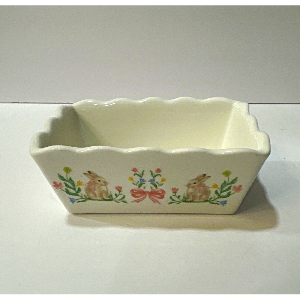 Park Chateau White Ceramic Rabbit Floral Dish, Microwave & Dishwasher Safe